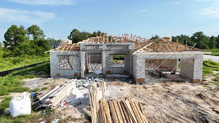 Block walls and roof trusses, Fort Myers.