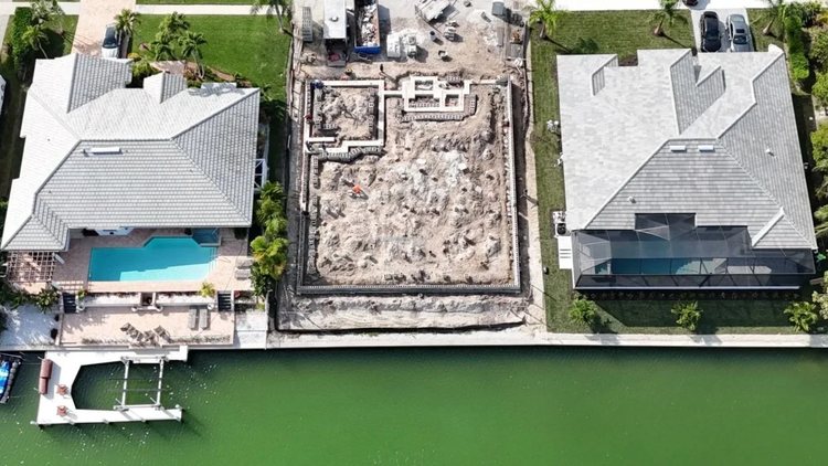The lot at foundation stage, from above.